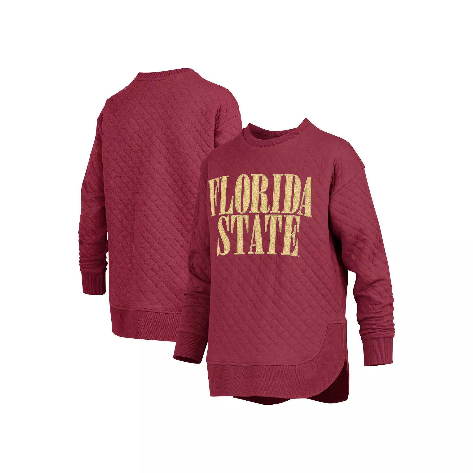 Women's Pressbox Garnet Florida State Seminoles Quilted Long Sleeve Pullover Sweatshirt, Size: Large, Red Product Image