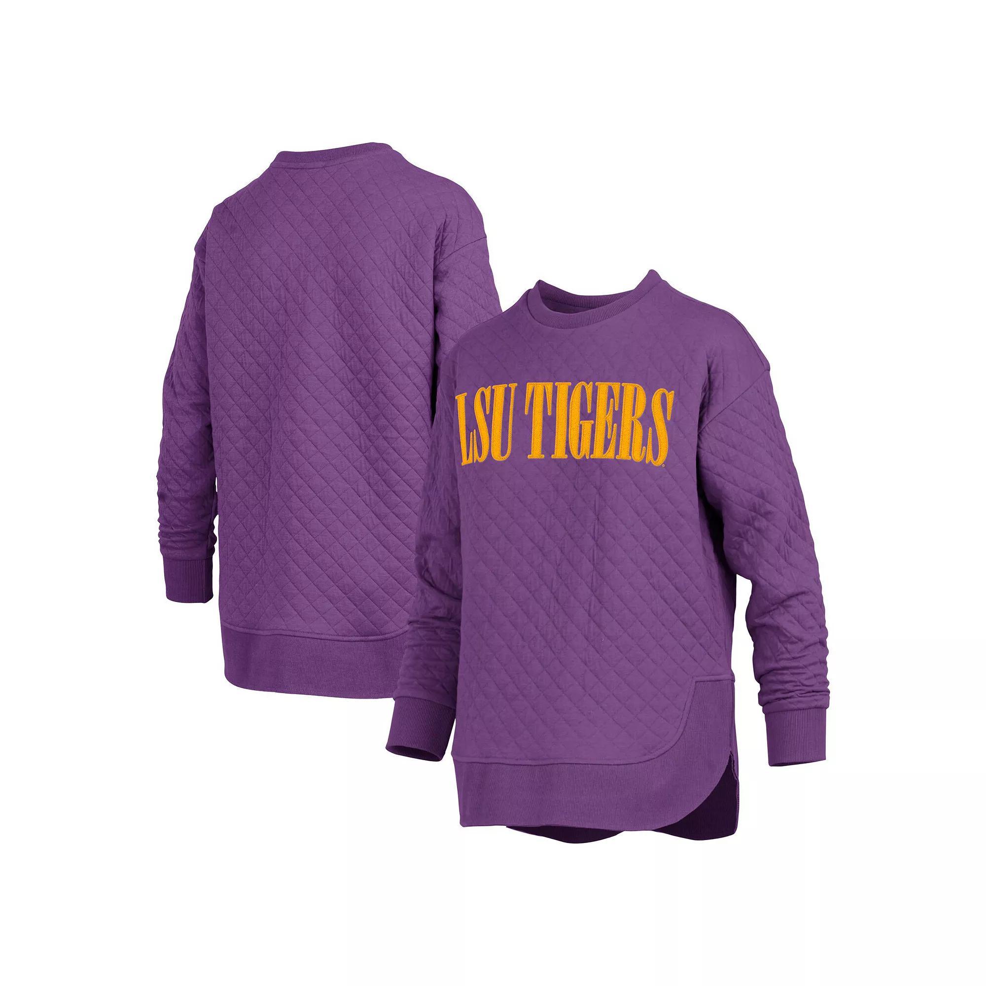 Women's Pressbox Purple LSU Tigers Quilted Long Sleeve Pullover Sweatshirt, Size: Small Product Image