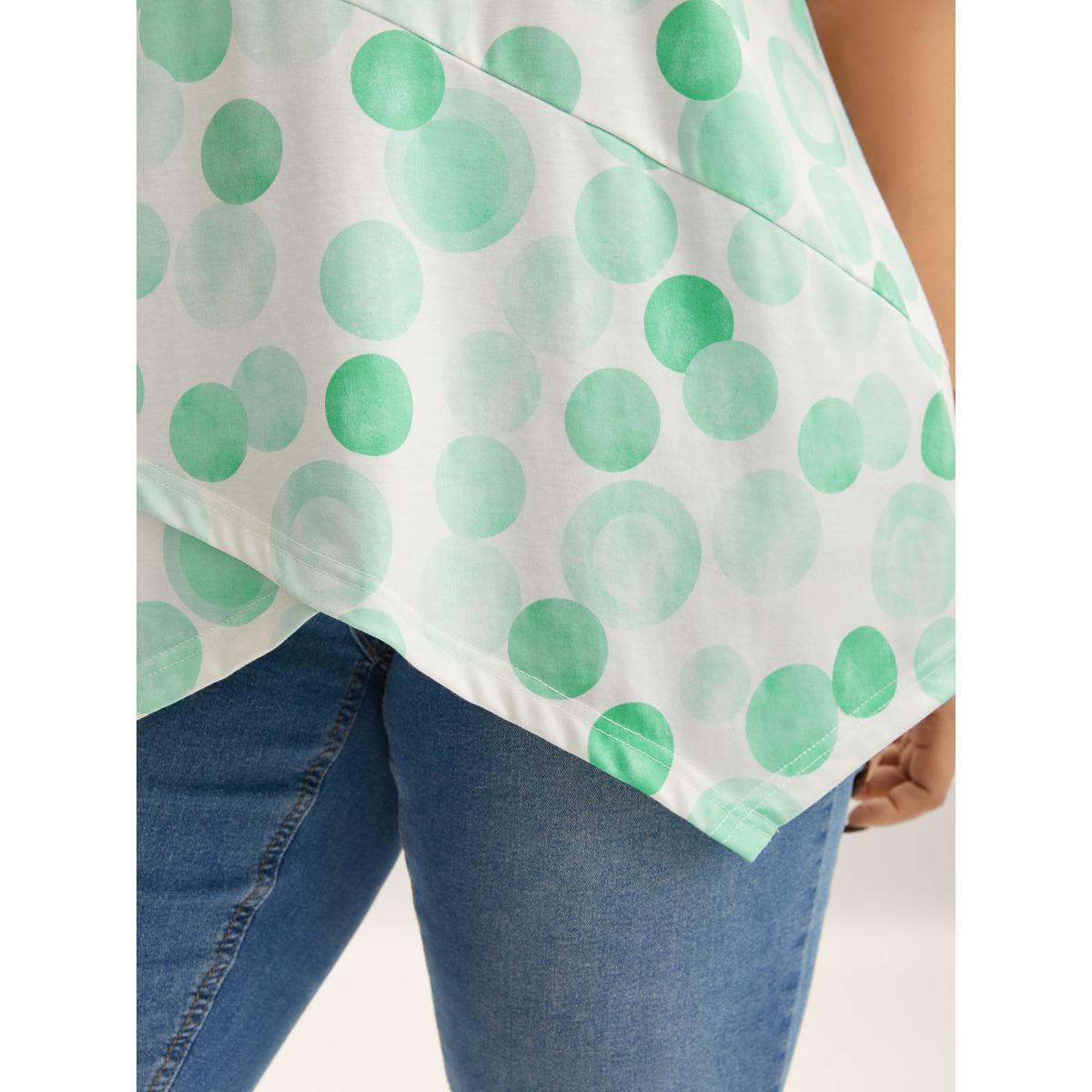 Plus Size Supersoft Stretchy Polka Dots T-Shirt Multicolor Women Overlapping Round Neck Everyday-Elegant T-shirts BloomChic 10/M Product Image