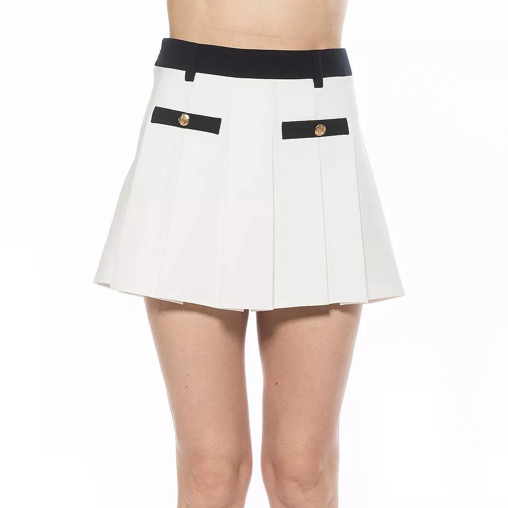 Women's ALEXIA ADMOR Lainey Pleated Skirt, Size: 14, Black White Gingham Product Image