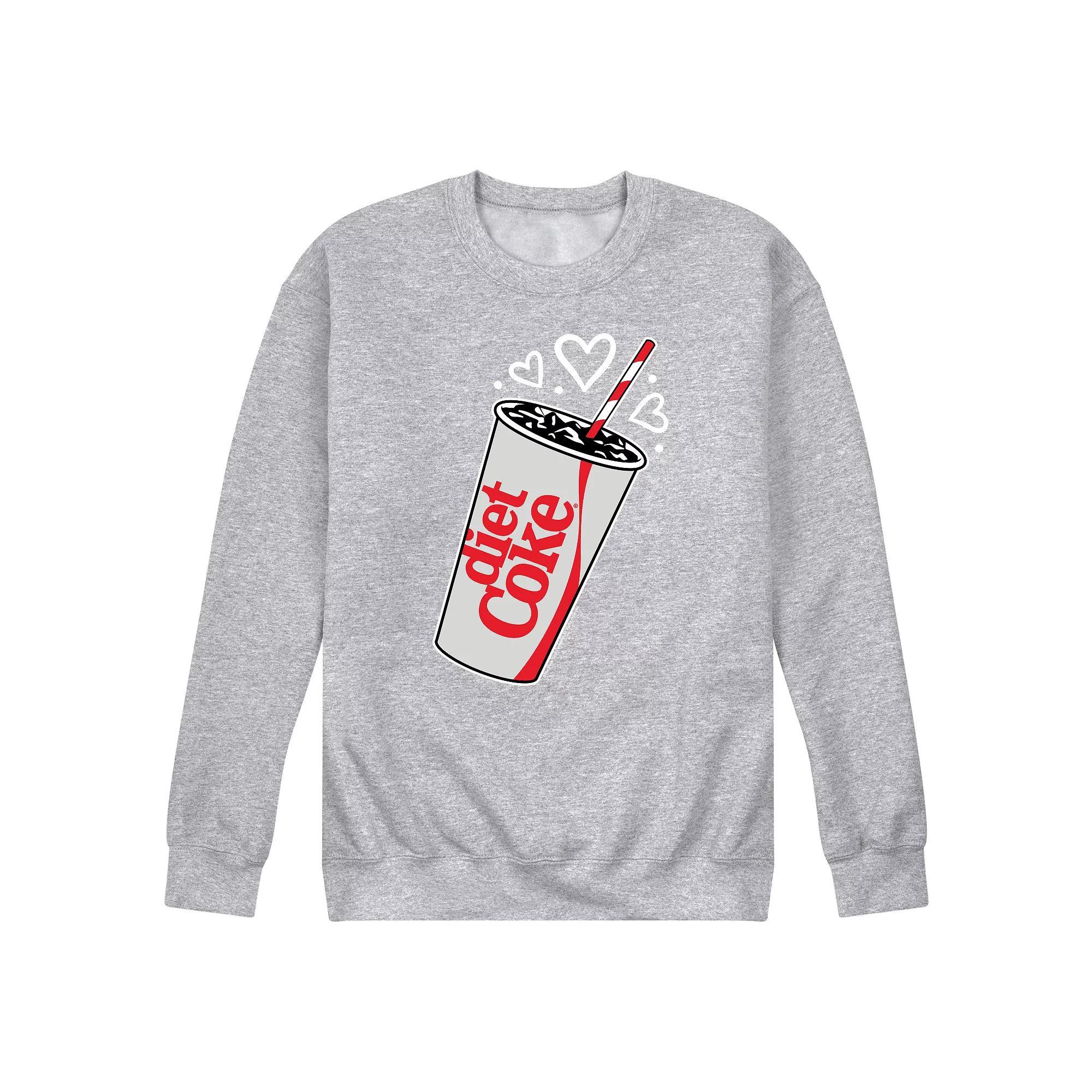 Men's Diet Coke Heart Bubbles Fleece Sweatshirt, Size: XL, Gray Product Image