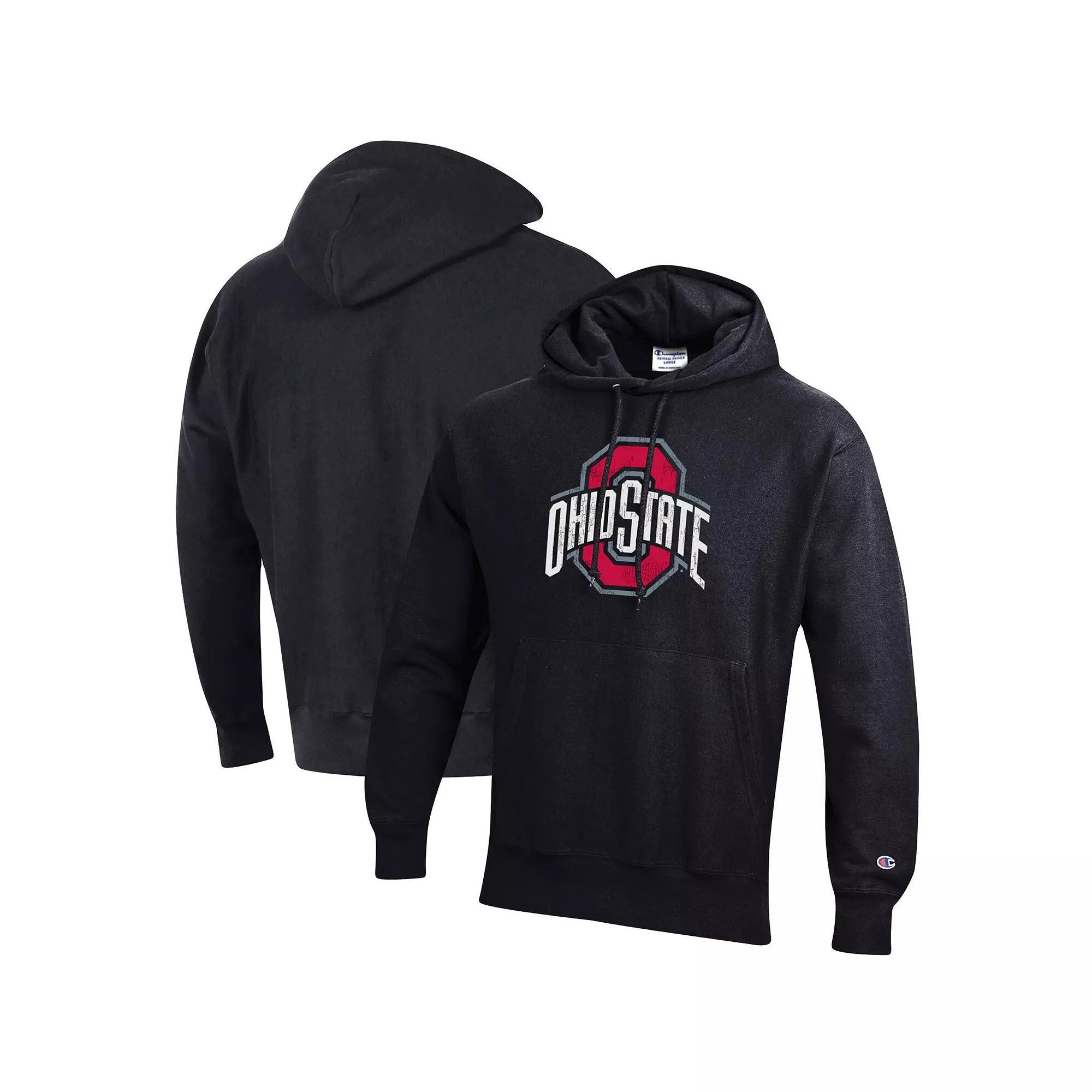 Men's Champion Black Ohio State Buckeyes Vault Logo Reverse Weave Pullover Hoodie, Size: Large Product Image