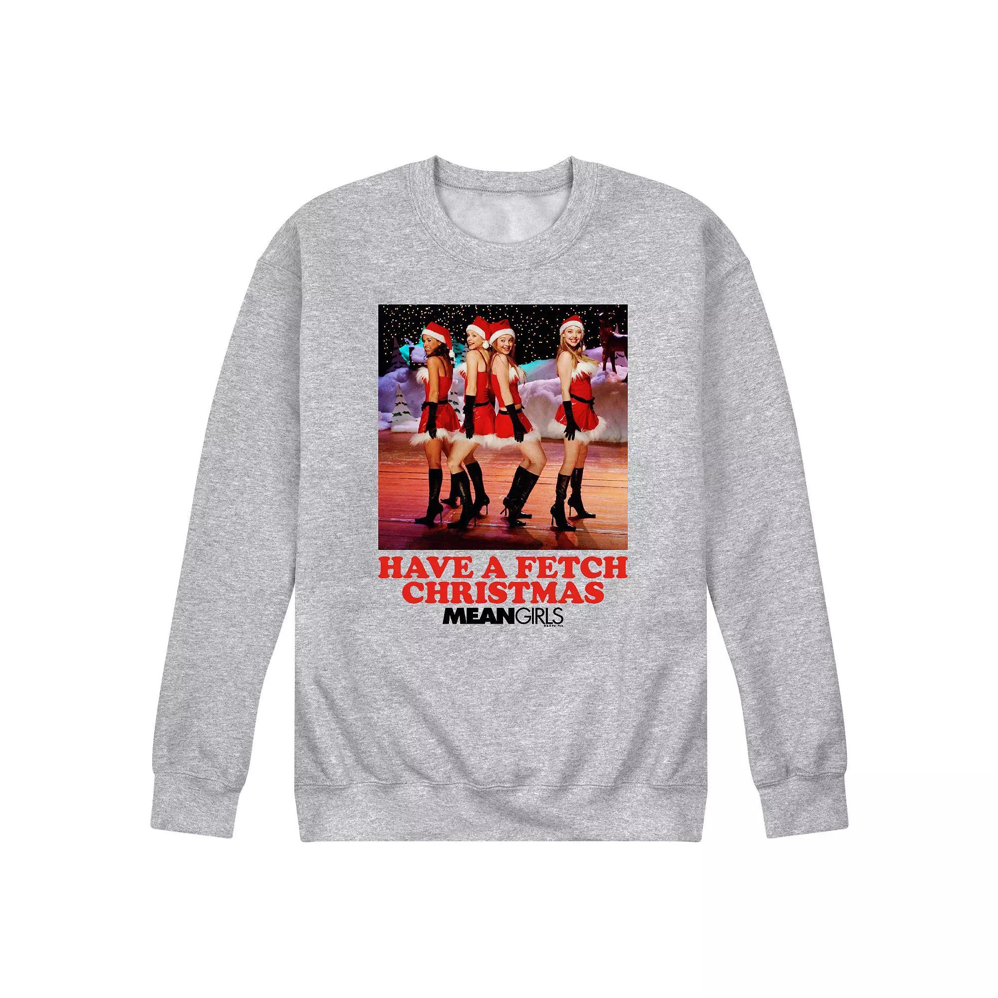 Mens Mean Girls Santa Fleece Sweatshirt Grey Gray Product Image