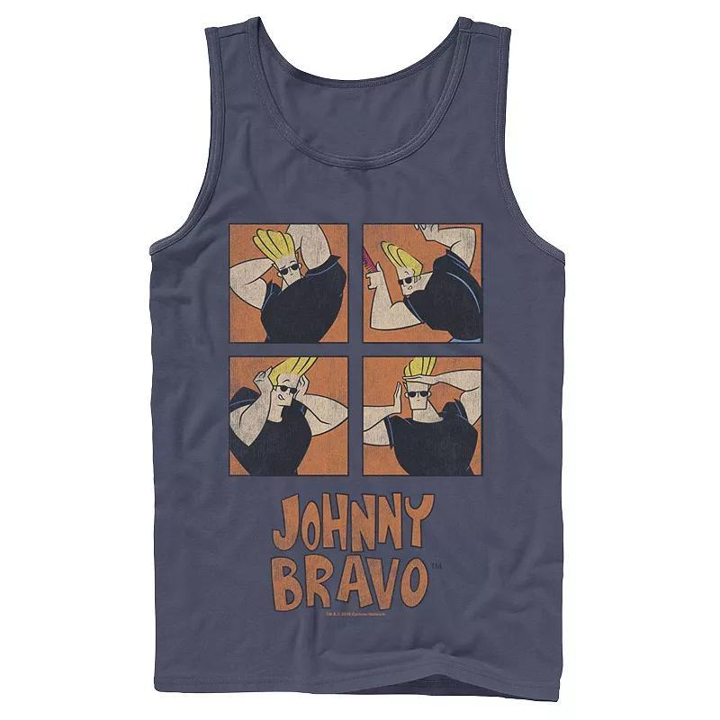 Mens Cartoon Network Johnny Bravo Box Up Hairdo Tank Top Blue Product Image