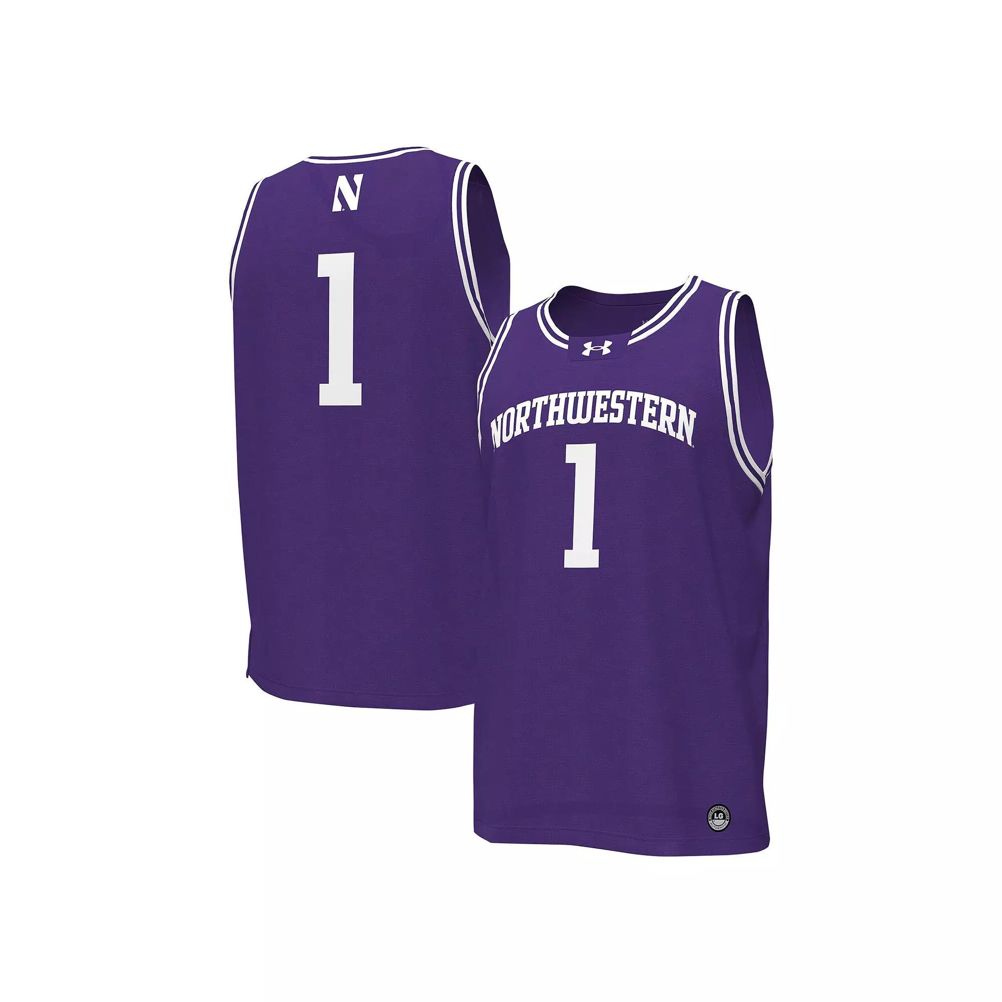Men's Under Armour #1 Purple Northwestern Wildcats Replica Basketball Jersey, Size: Large Product Image