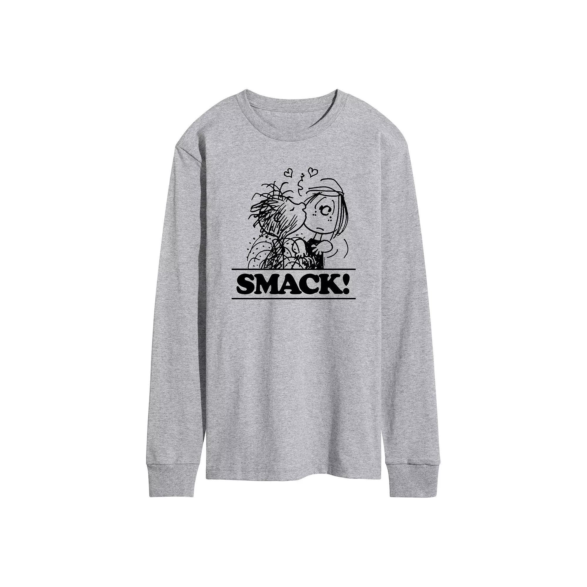 Mens Peanuts Pigpen Peppermint Patty Smack Long Sleeve Graphic Tee Grey Gray Product Image