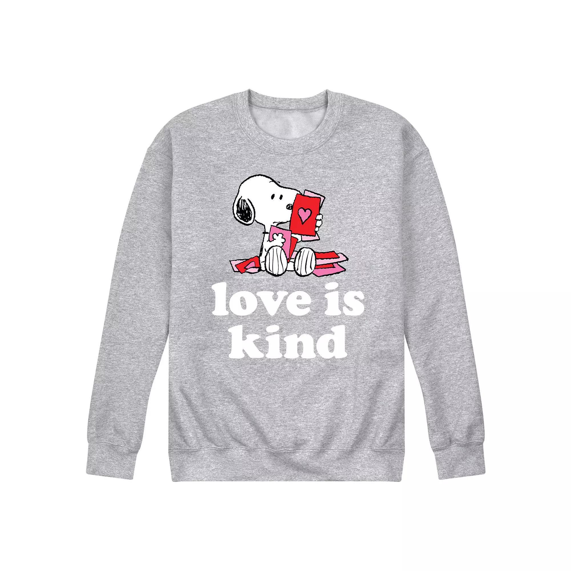 Mens Peanuts Love Is Kind Sweatshirt Grey Gray Product Image