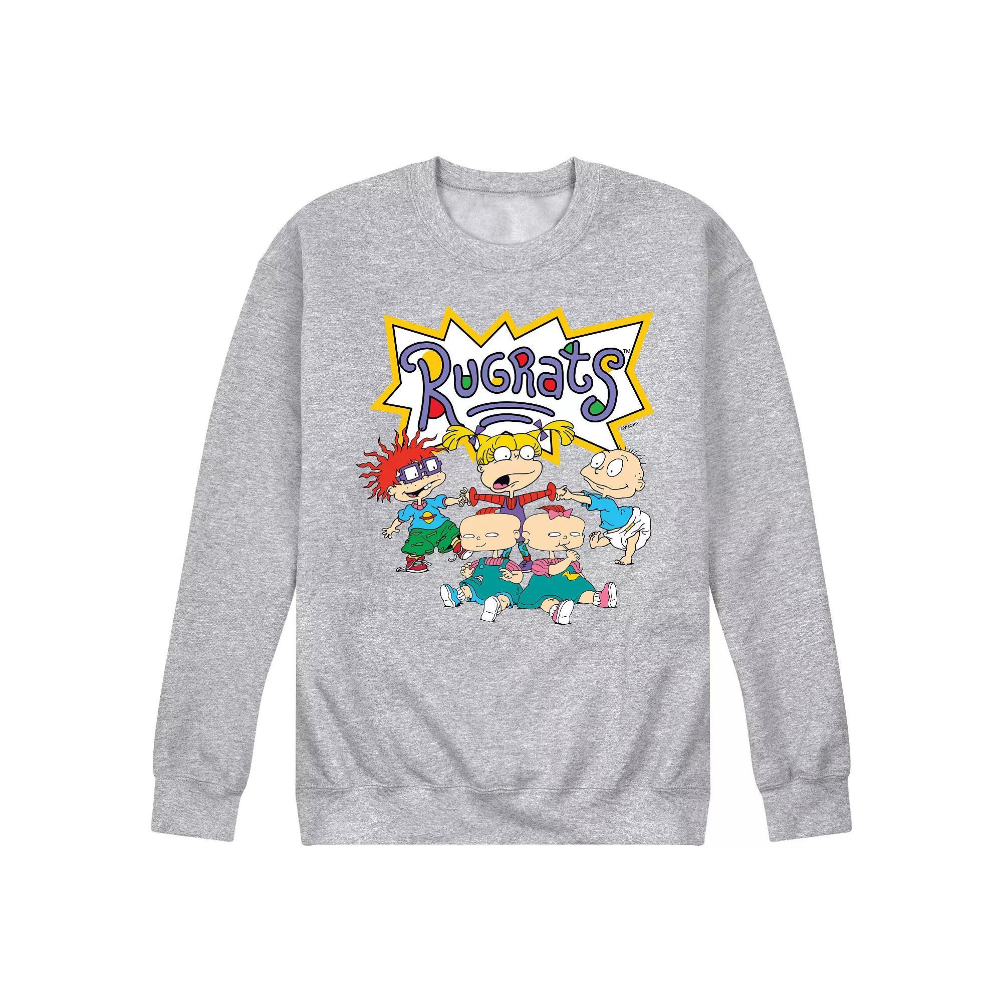 Mens Rugrats Group Shot Fleece Sweatshirt Grey Gray Product Image