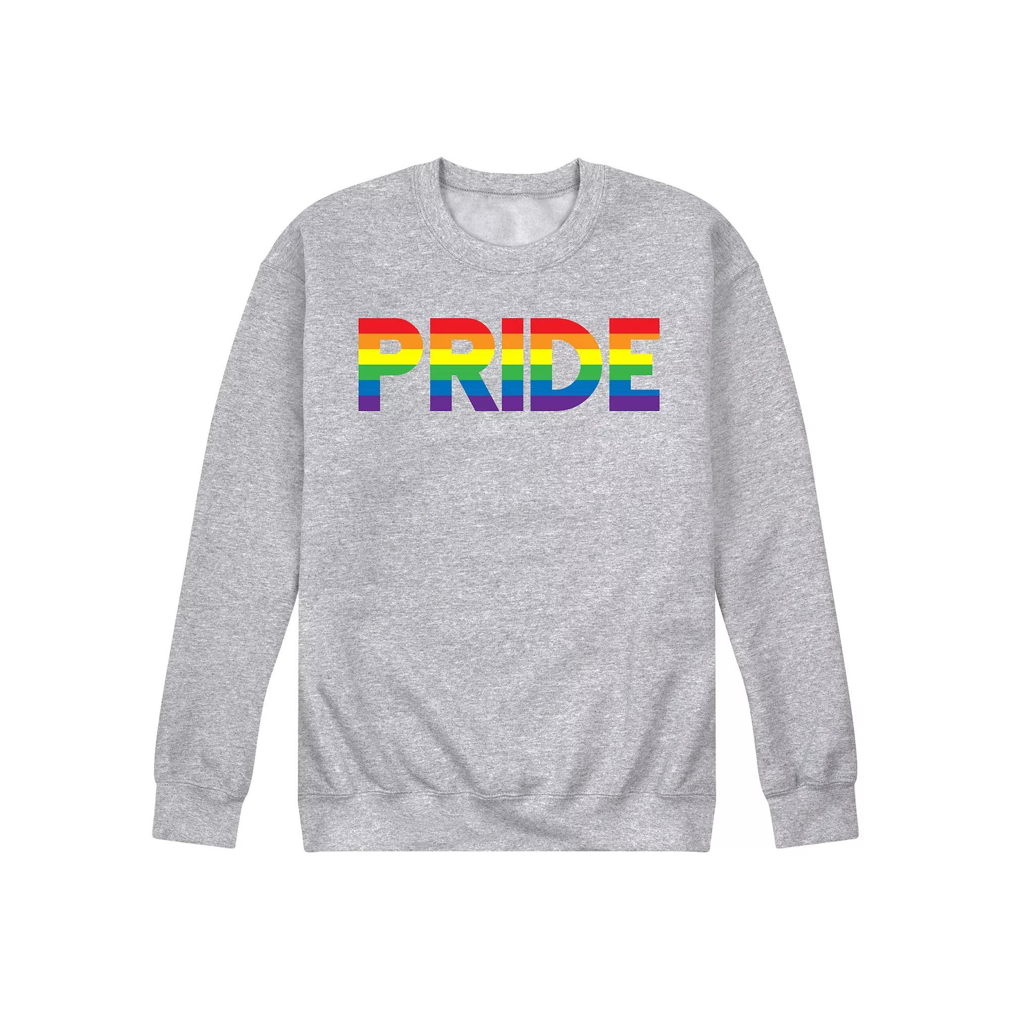 Mens Pride Colors Fleece Sweatshirt Grey Gray Product Image