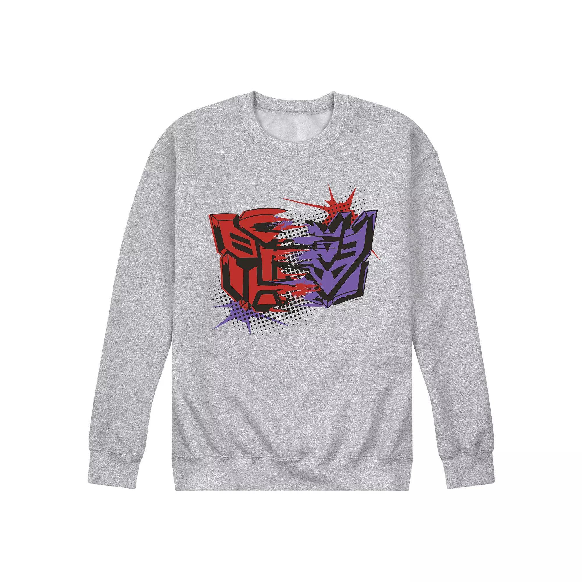 Mens Transformers Autobot Vs Decepticon Fleece Sweatshirt Grey Gray Product Image