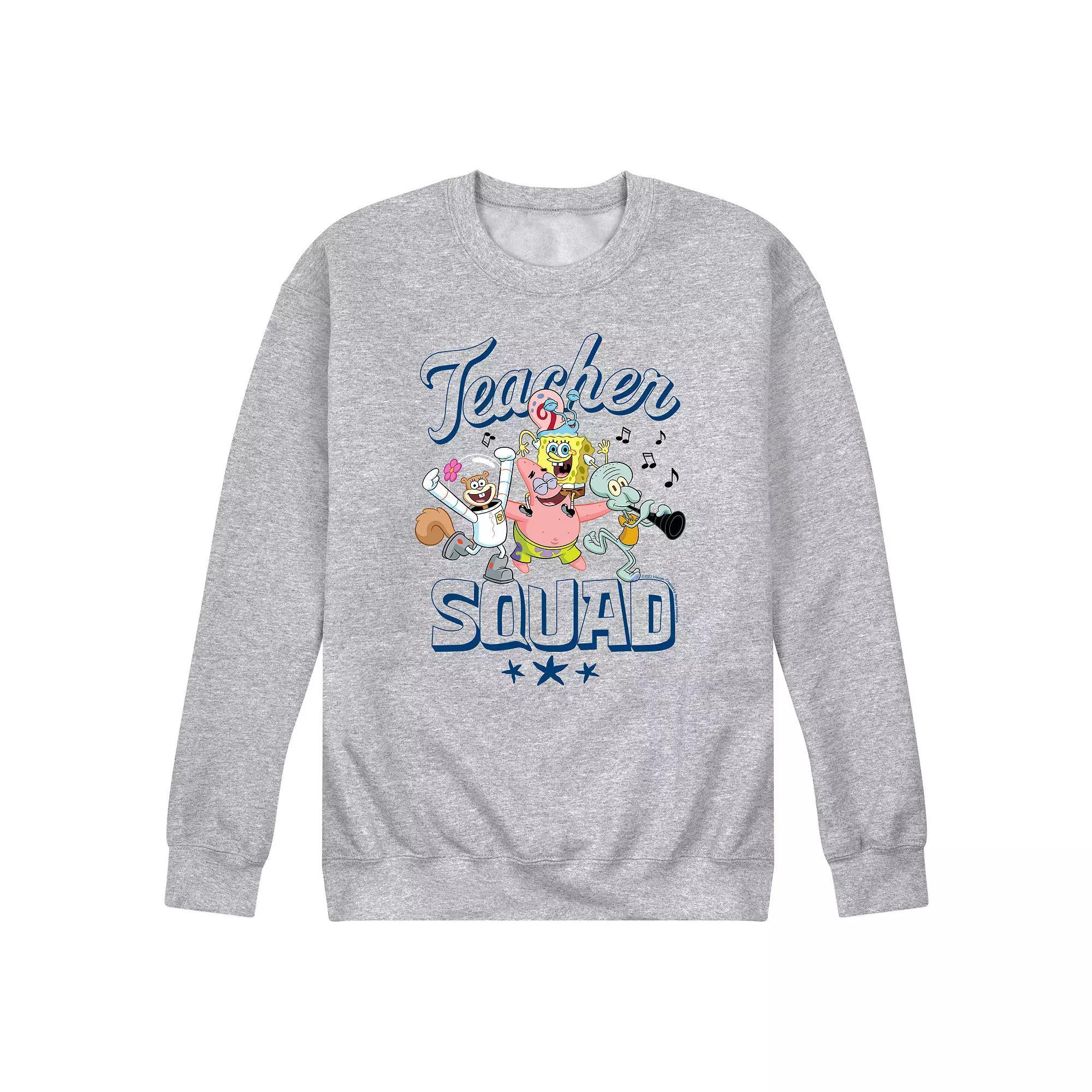 Mens SpongeBob SquarePants Teacher Squad Fleece Sweatshirt Grey Gray Product Image