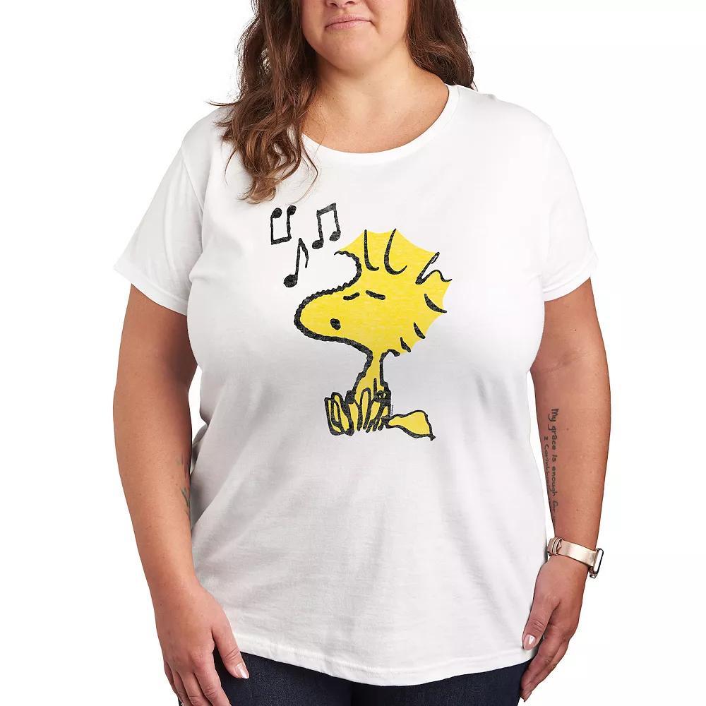 Plus Peanuts Woodstock Singing Graphic Tee, Women's, Size: 3XL, Grey Gray Product Image
