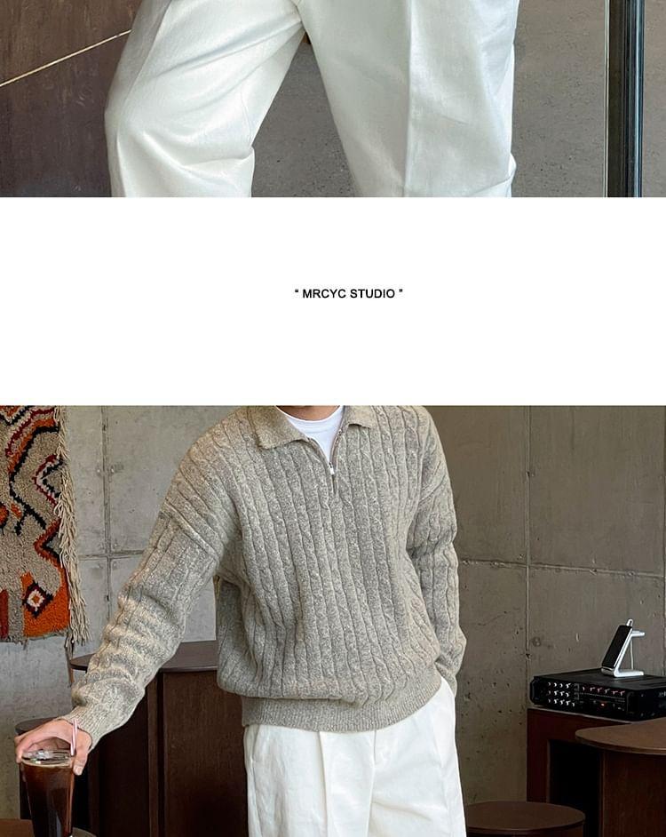 Maternity Collar Plain Cable-Knit Sweater Product Image
