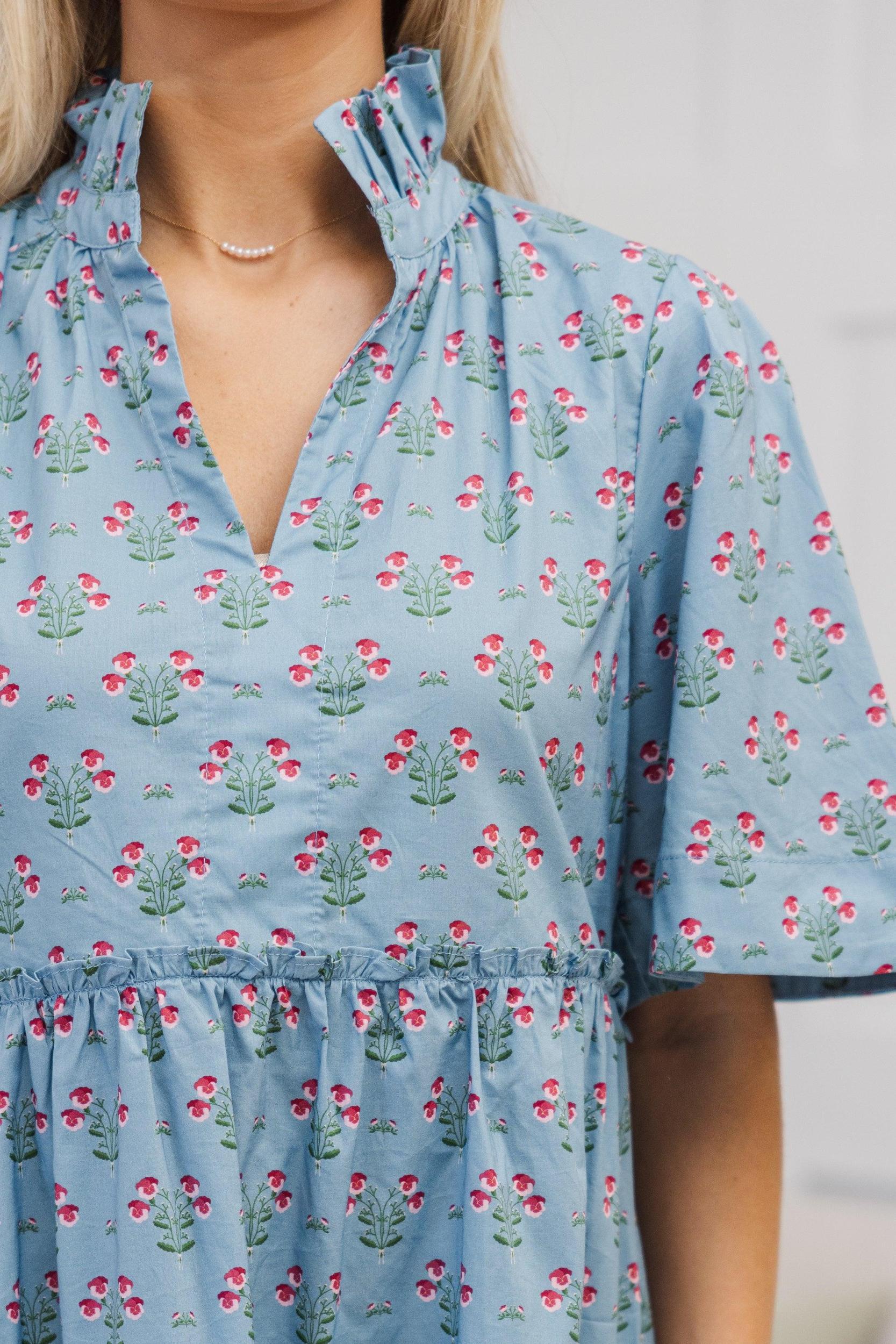 NURSING COLLECTION: Feeling Your Best Blue Floral Medallion Dress Female Product Image