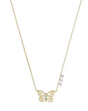 Meira T 14K White & Yellow Gold Butterfly Pendant Necklace, 16 Product Image