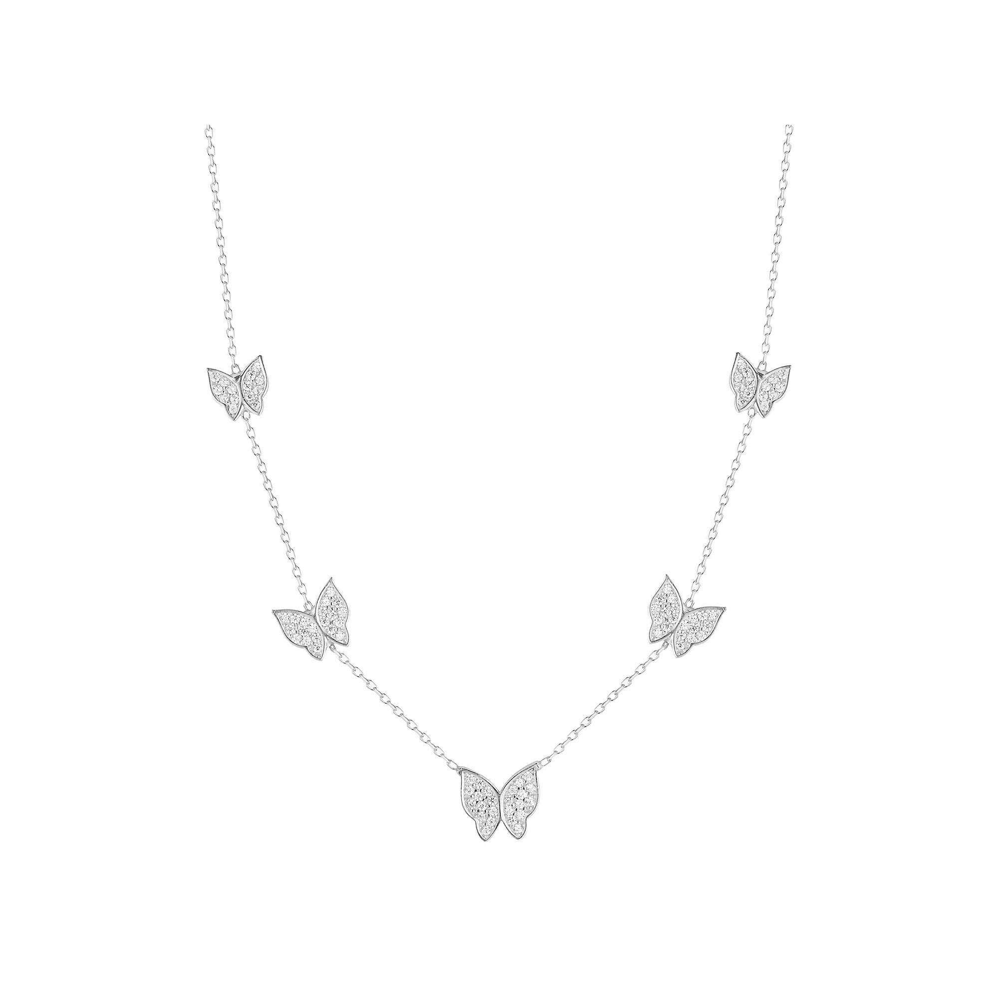 Sunkissed Sterling Cubic Zirconia Butterfly Charm Necklace, Women's, Rose Gold Tone Product Image
