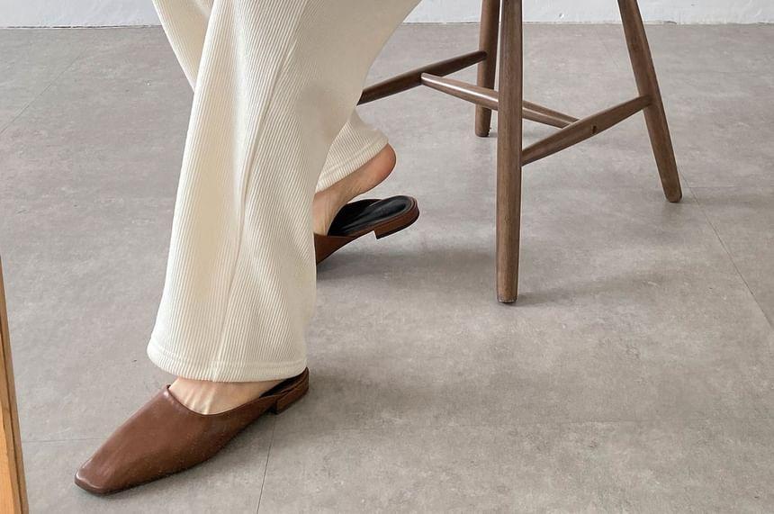 Set: Long-Sleeve Plain Loose-Fit Top + Elastic Waist Plain Pants Product Image