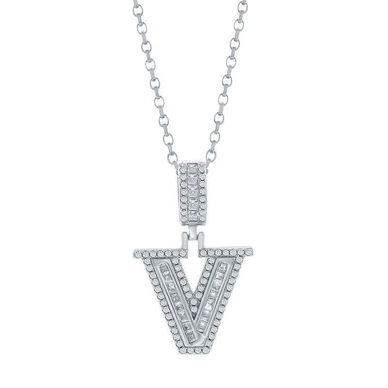 Argento Bella Sterling Silver Cubic Zirconia Initial Pendant Necklace, Women's, Size: 18", Sterling E Product Image