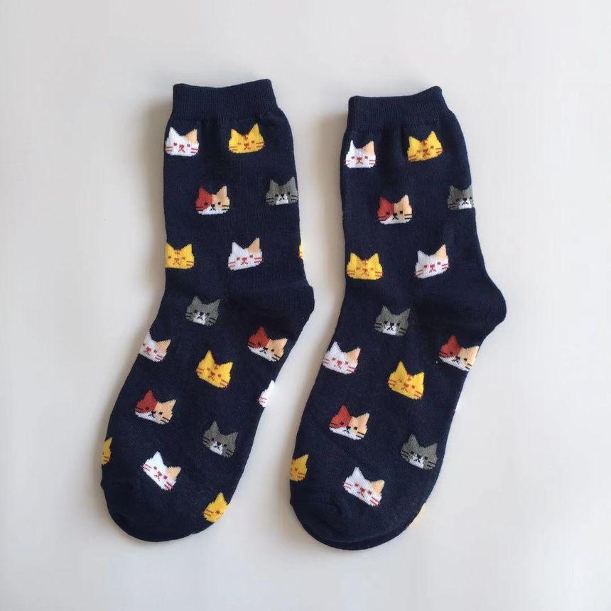 Cat Print Crew Socks / Set Product Image