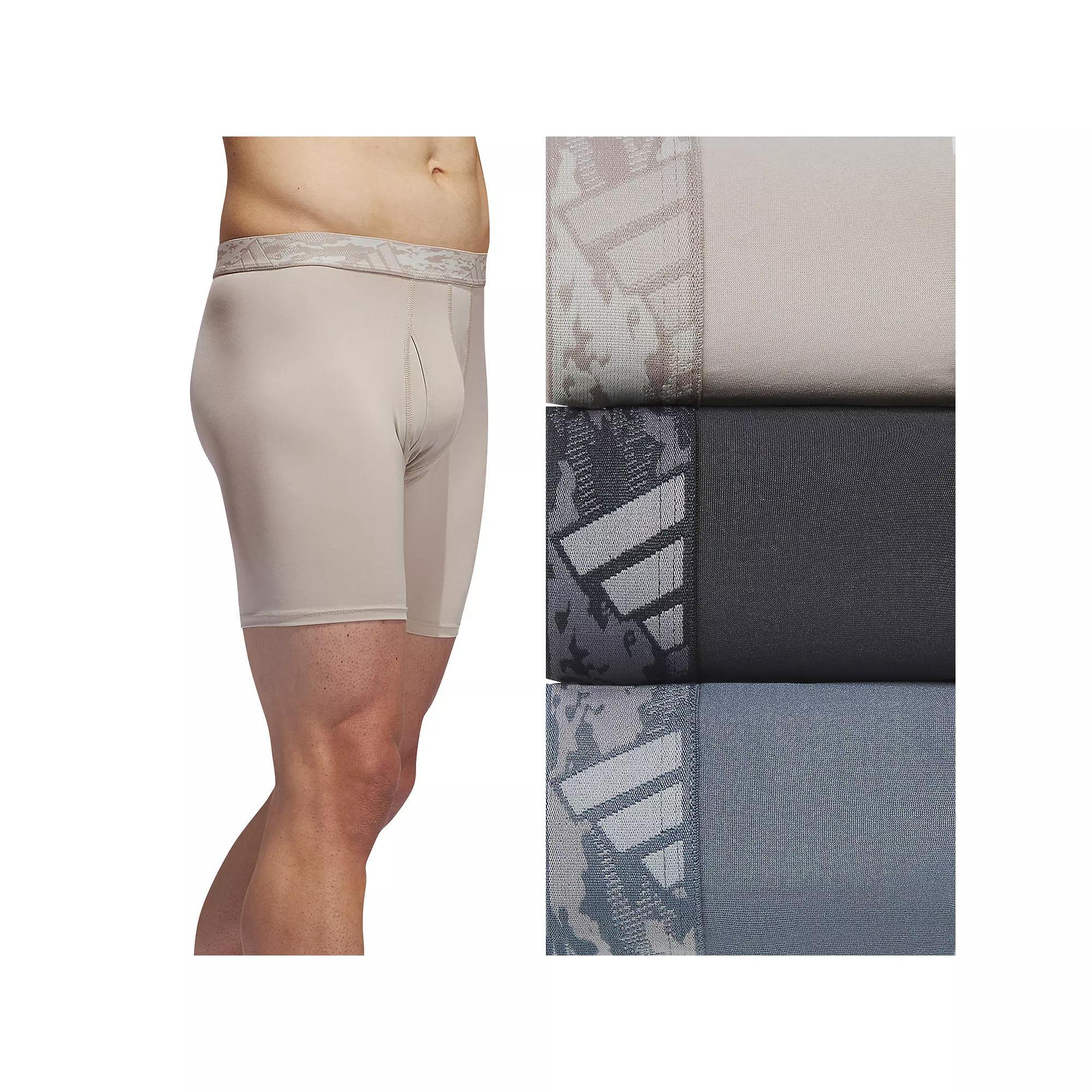 Men's adidas 3-pack Microfiber Boxer Briefs, Size: XXL, Beige Black Gray Product Image