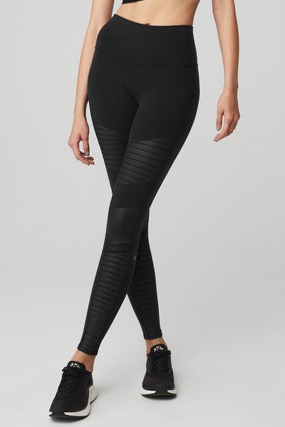 High-Waist Moto Legging - Black/Black Glossy Product Image