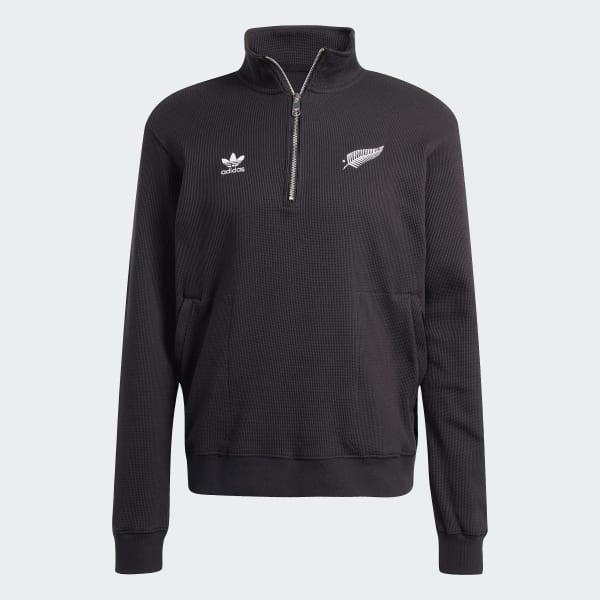 adidas All Blacks Essentials Half-Zip Waffle Sweatshirt All Black M Mens Product Image