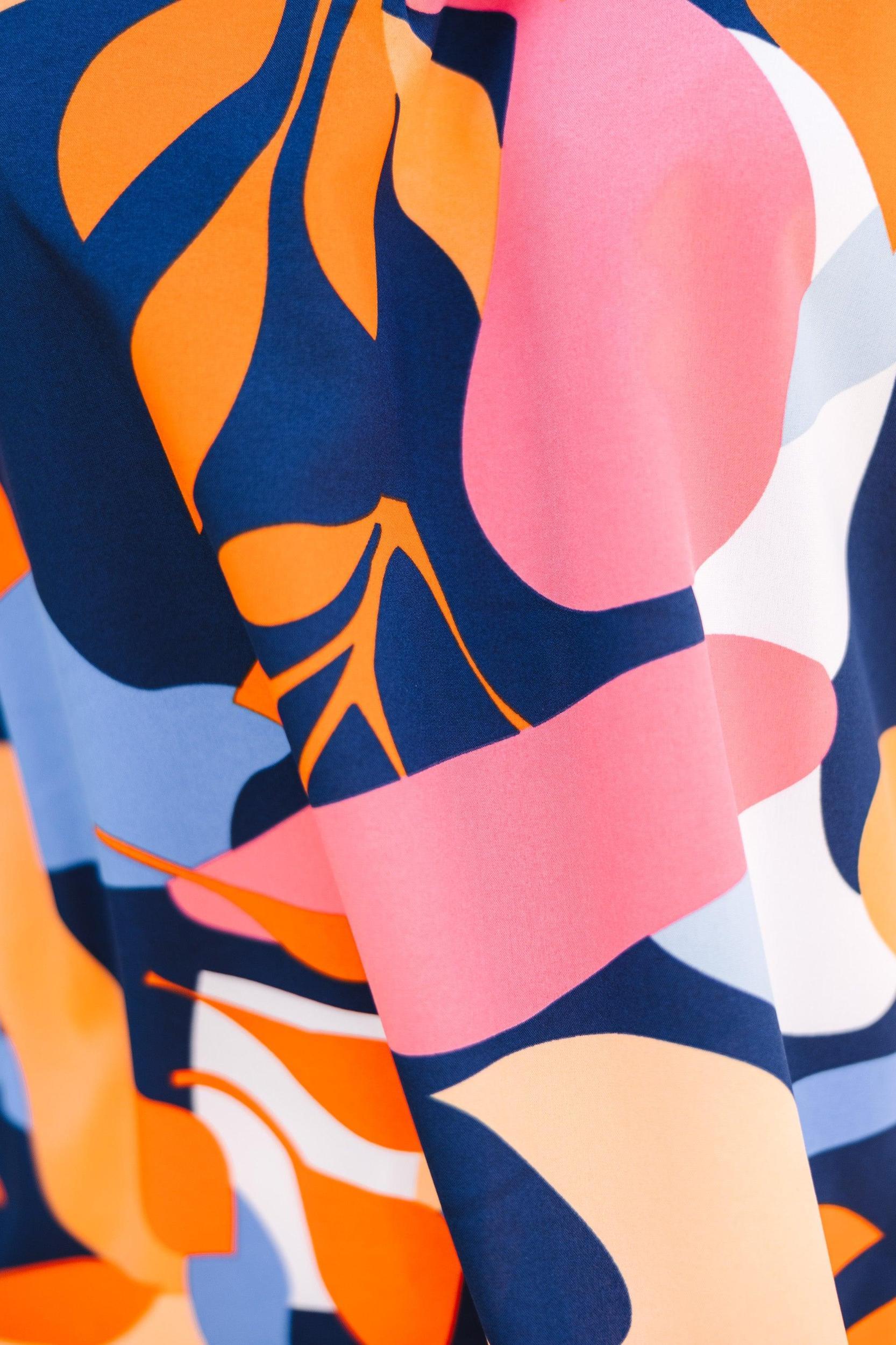 Just Saying Navy Blue Abstract Blouse Female Product Image