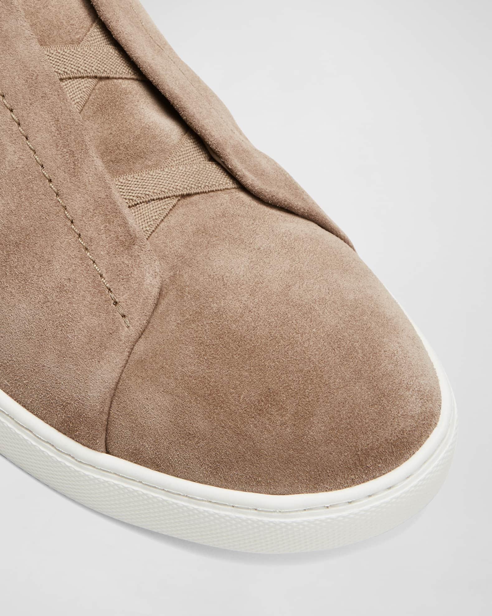 Men's Triple Stitch Suede Low Top Slip-On Sneakers Product Image