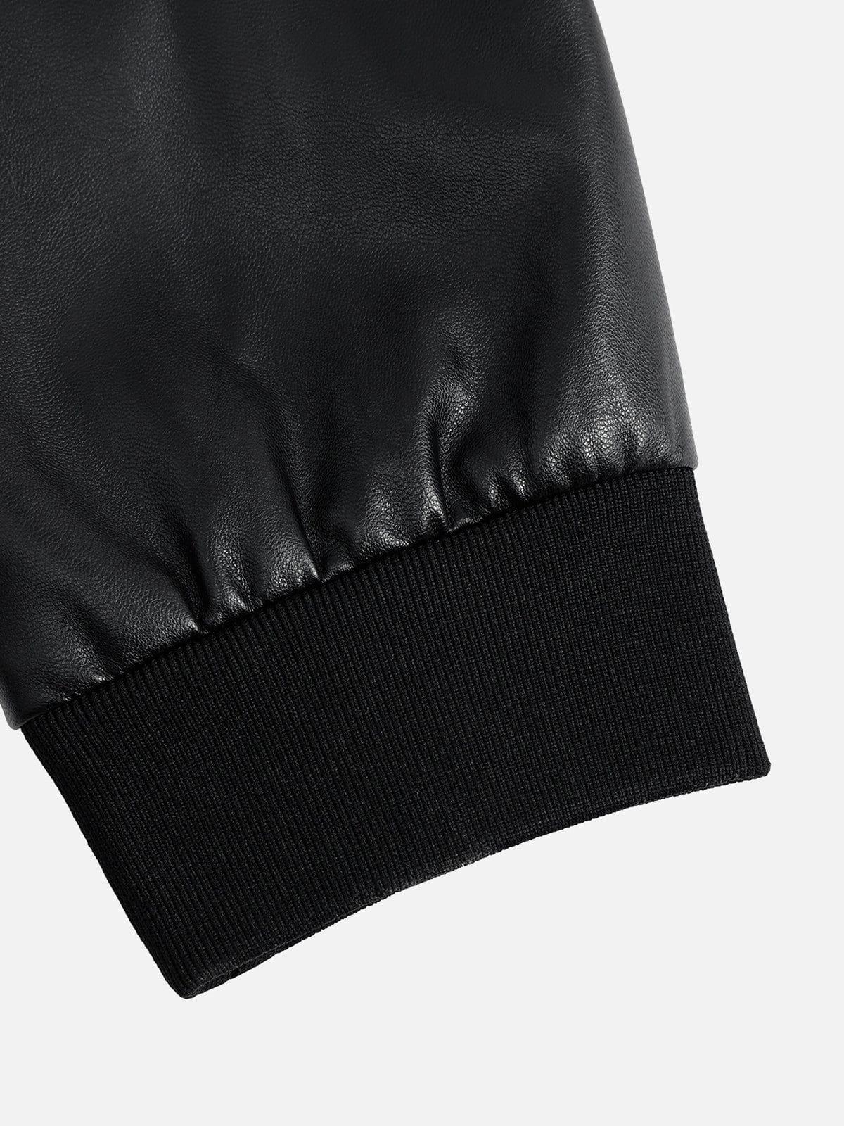 Aelfric Eden Color Blocking Faux Leather Jacket Product Image