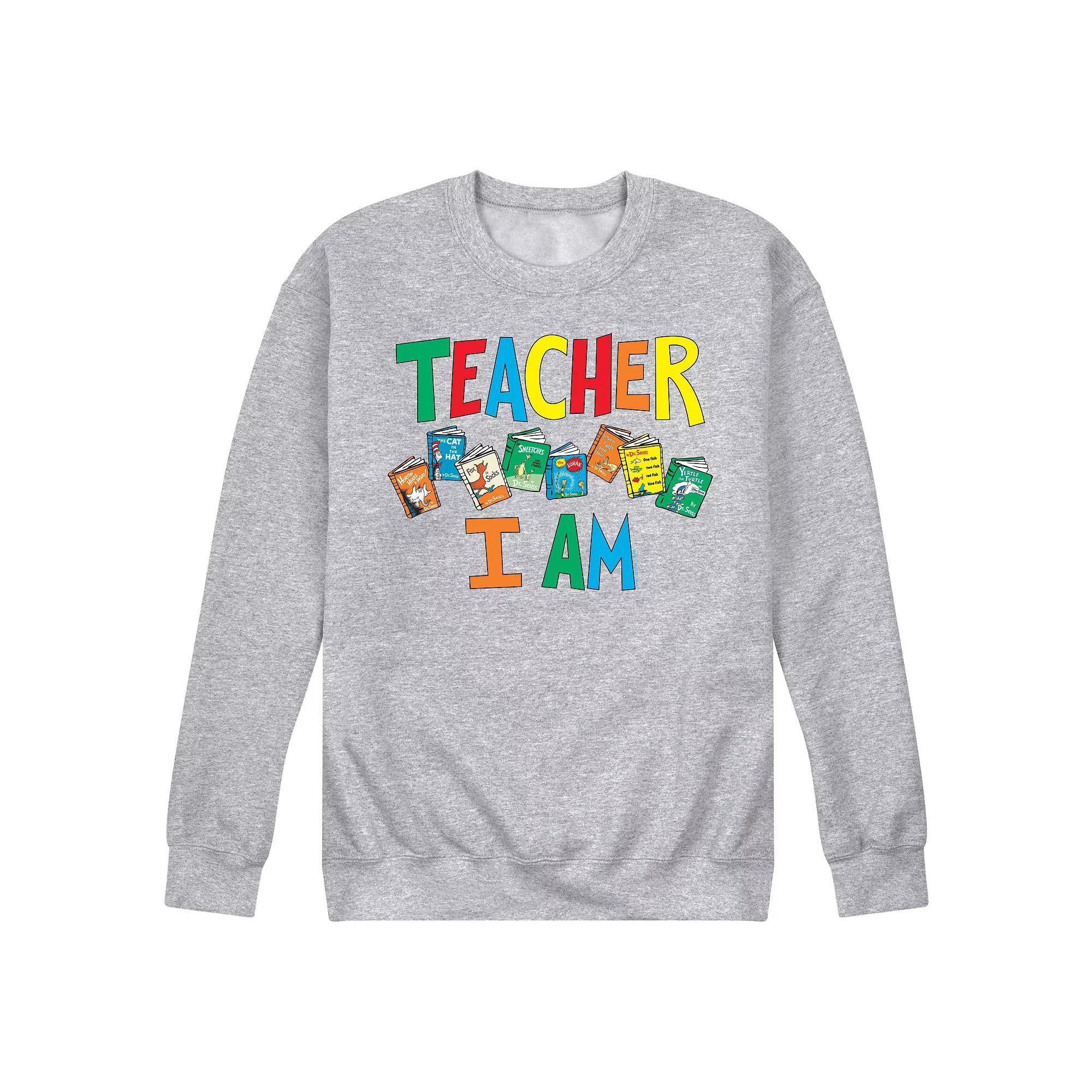 Men's Dr Seuss Teacher I Am Graphic Sweatshirt, Size: Large, Gray Product Image