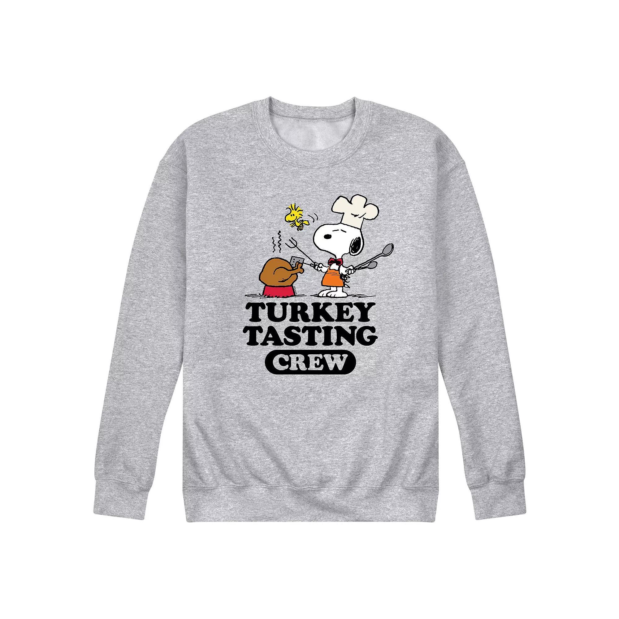 Men's Peanuts Turkey Tasting Crew Sweatshirt, Size: Large, Gray Product Image