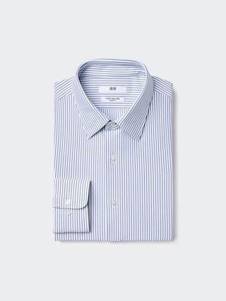 Mens Super Non-Iron Jersey Slim Shirt Striped Blue Medium UNIQLO US Product Image