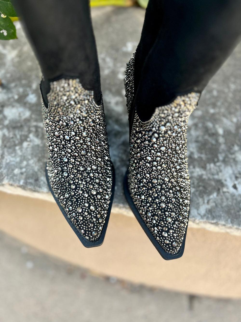 Very G Black Rhinestone Western Style Boots* Product Image