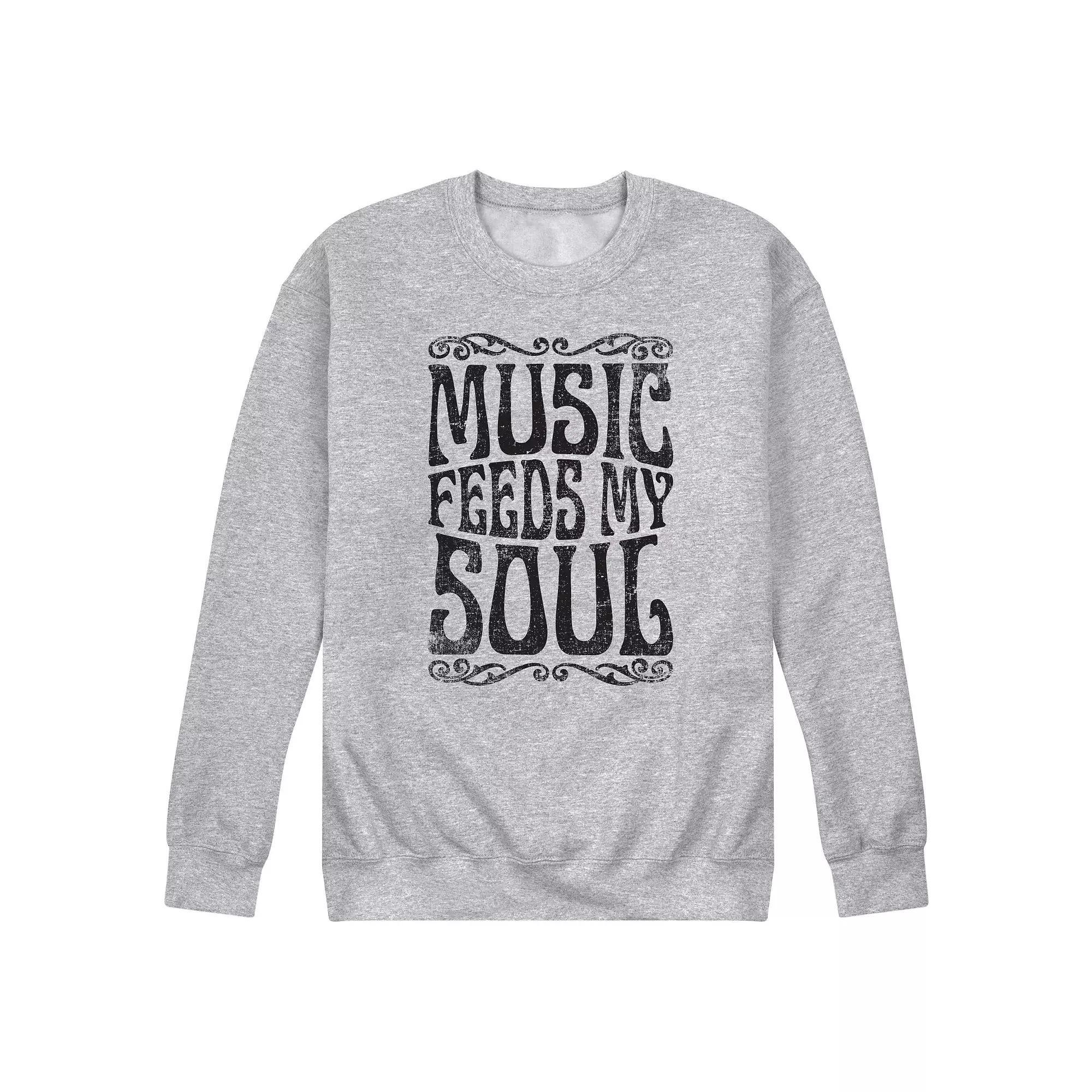 Mens Music Feeds My Soul Fleece Sweatshirt Grey Gray Product Image