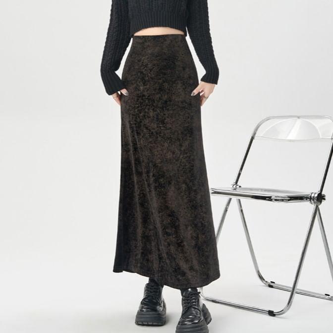 High Waist Floral Print Maxi A-Line Skirt Product Image
