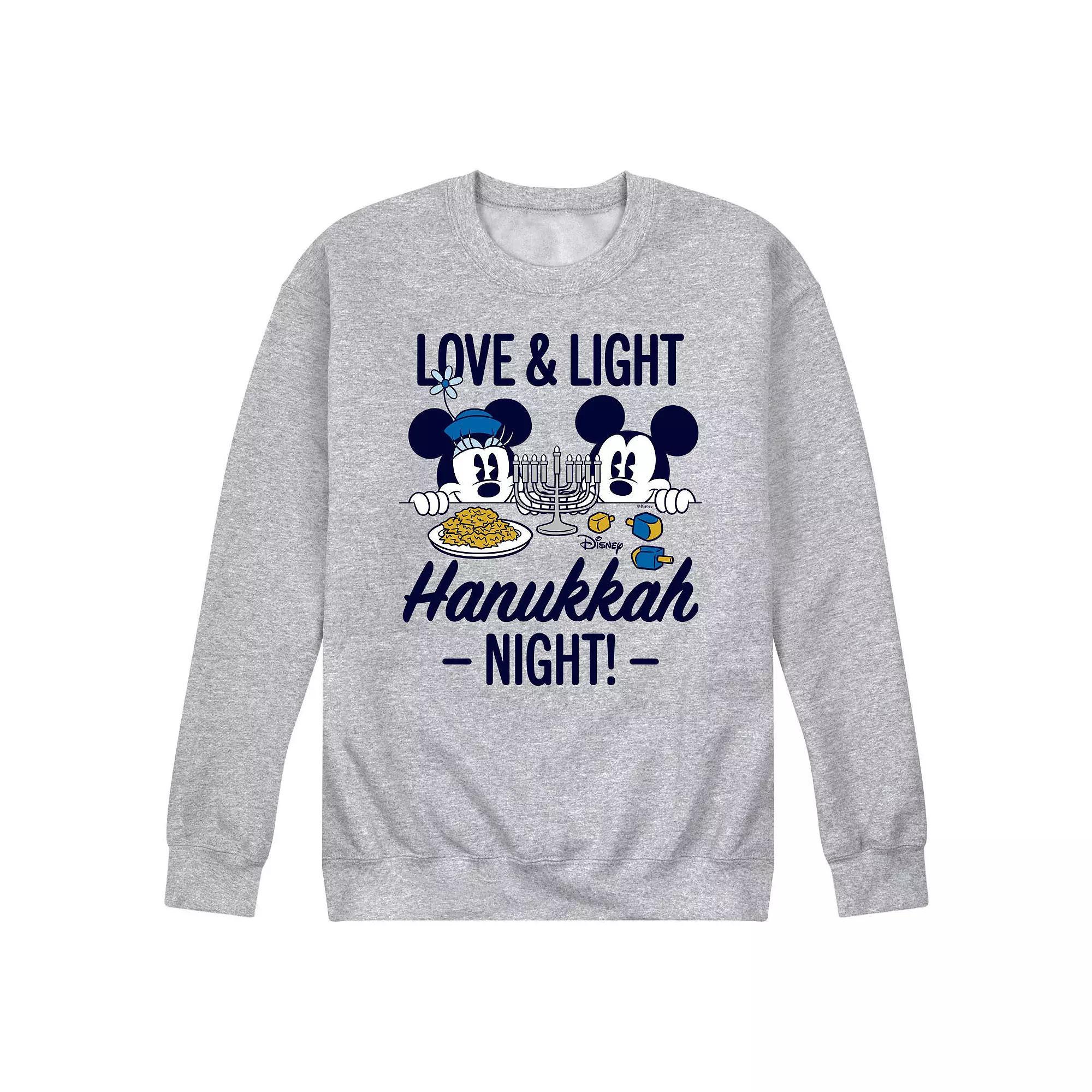 Disneys Mickey & Minnie Mouse Mens Love And Light Hanukkah Night Fleece Sweatshirt Product Image