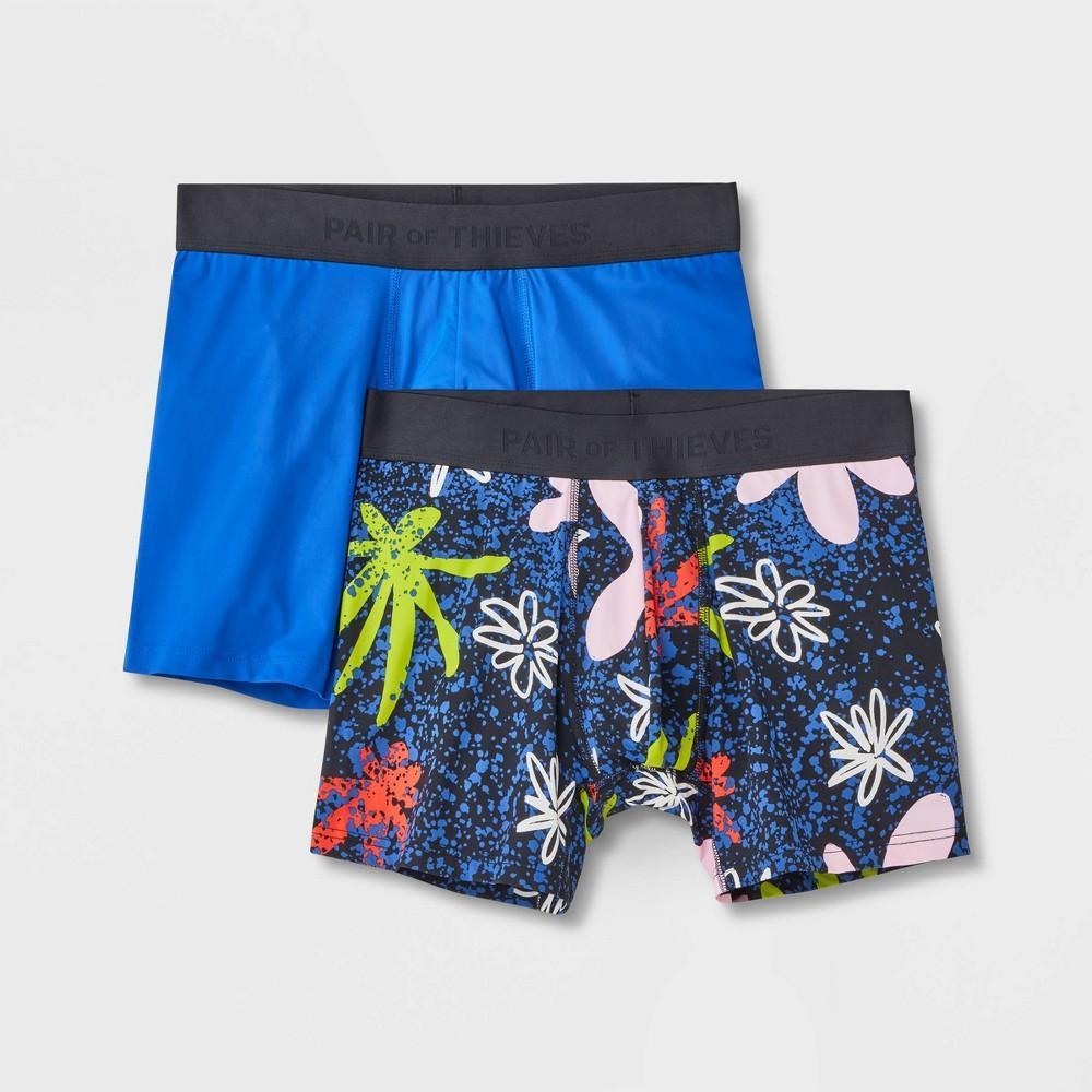 Pair of Thieves Men's Fireflies Print Hustle Boxer Briefs 2pk - Blue S: Nylon Spandex Blend, Knit Fabric Product Image