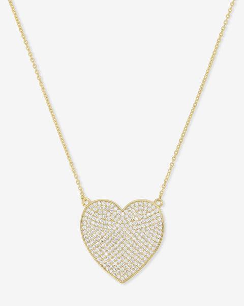 XL You Have My Whole Heart Pavé Necklace 18" - Silver|White Diamondettes Product Image