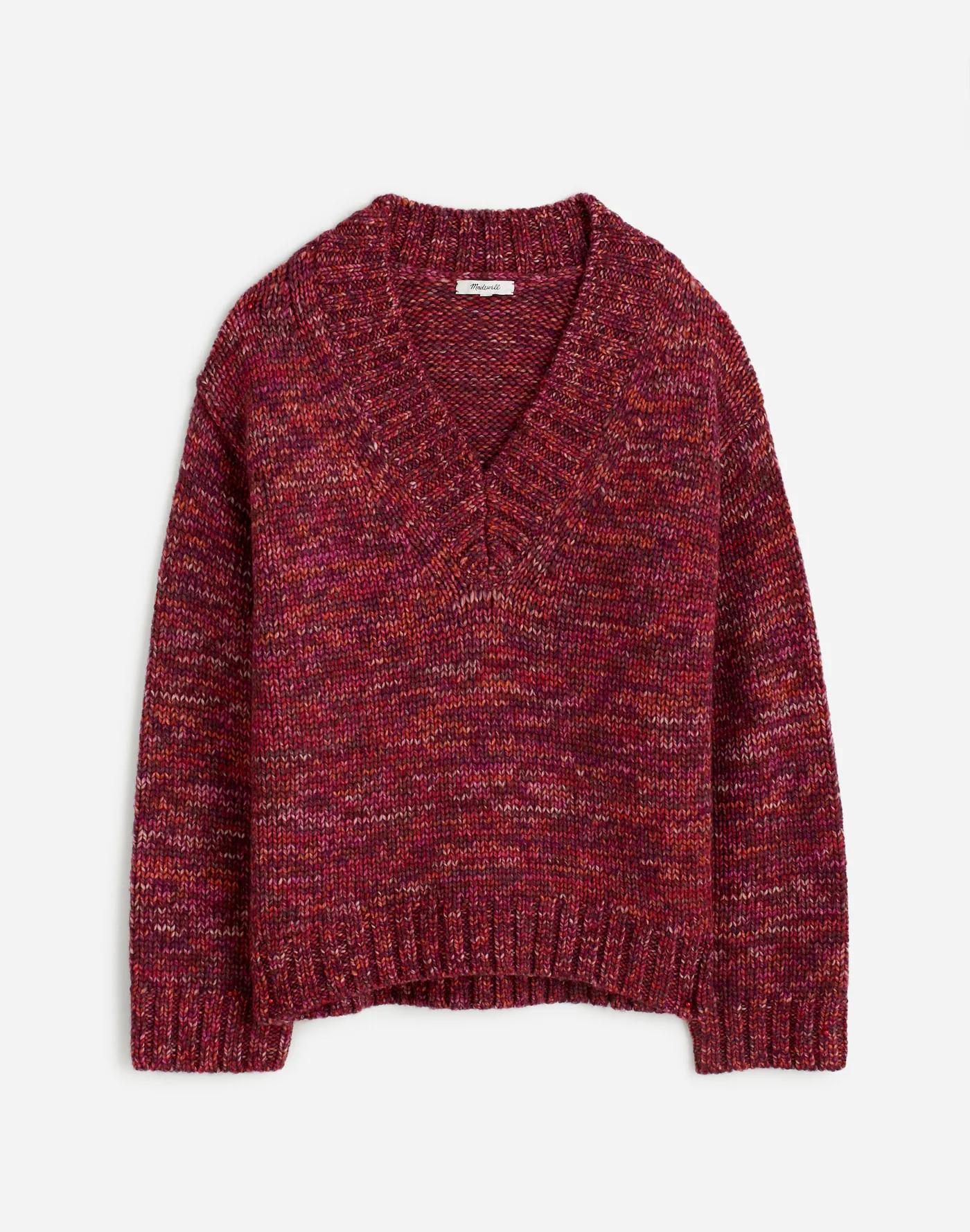 Spray-Dyed V-Neck Oversized Sweater Product Image