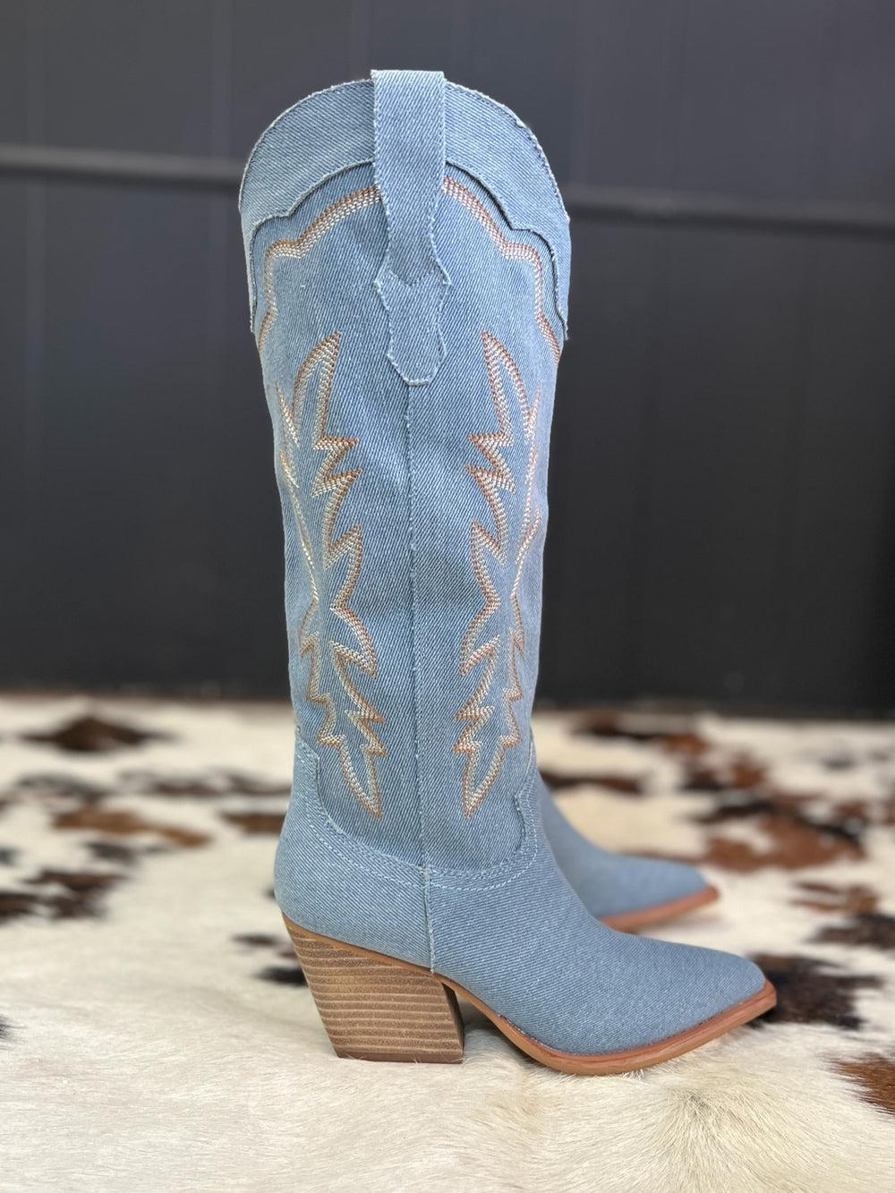Miim Indigo Denim Boots Product Image