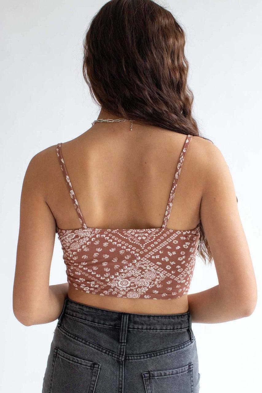 Brown Bandana Ruched Neck Cami Product Image