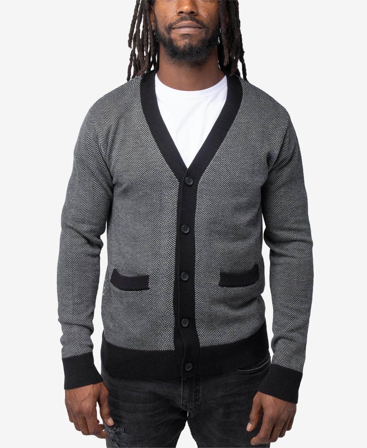 Men's Xray Herringbone Cardigan Sweater, Size: Large, Blue Product Image