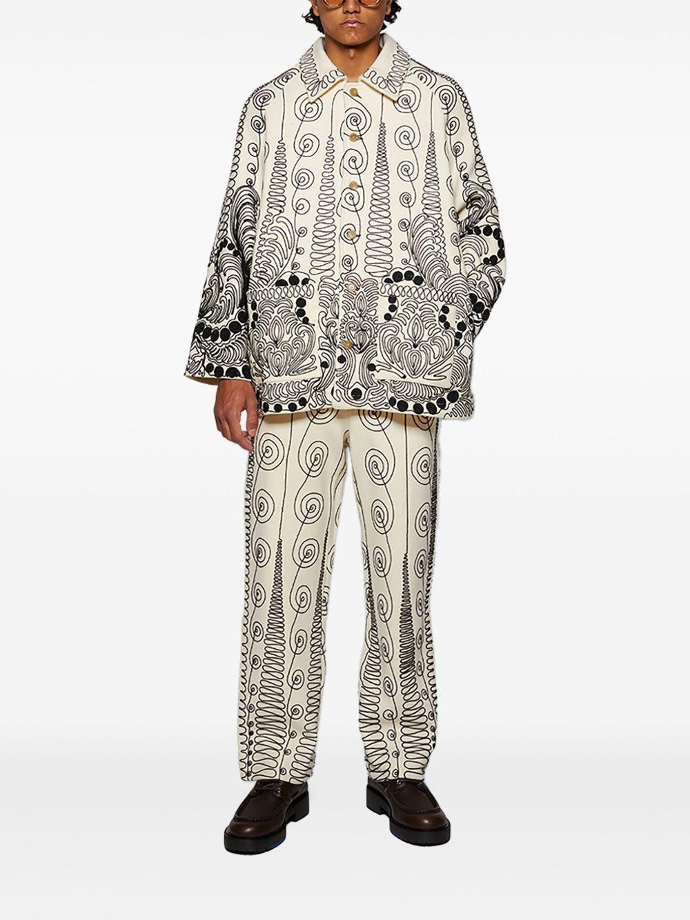 BODE Quillwork Trousers In Creamblack Product Image
