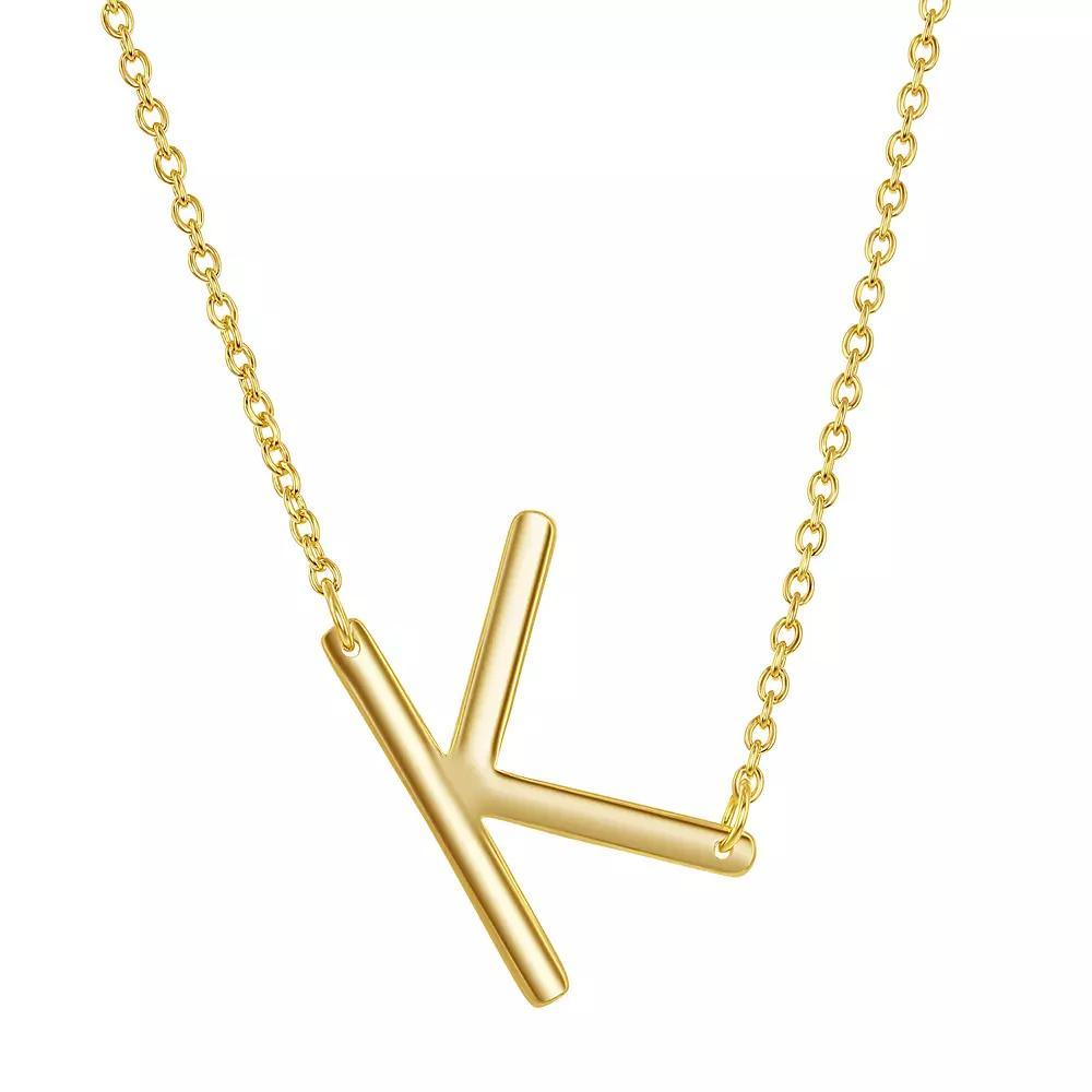 Sterling Silver Sideways Initial Necklace, Women's, Size: 16-18" ADJ, Gold Tone M Product Image
