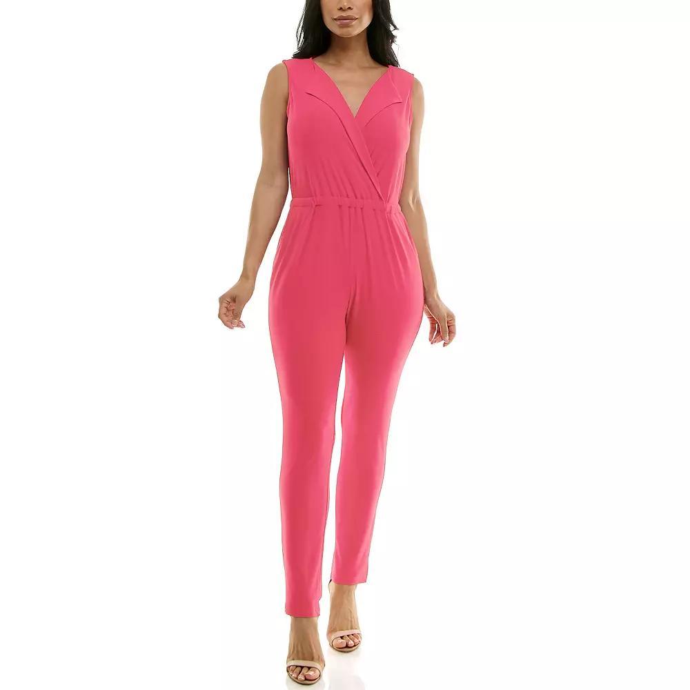 Women's Nina Leonard Collared Jumpsuit, Size: Large, Black Product Image