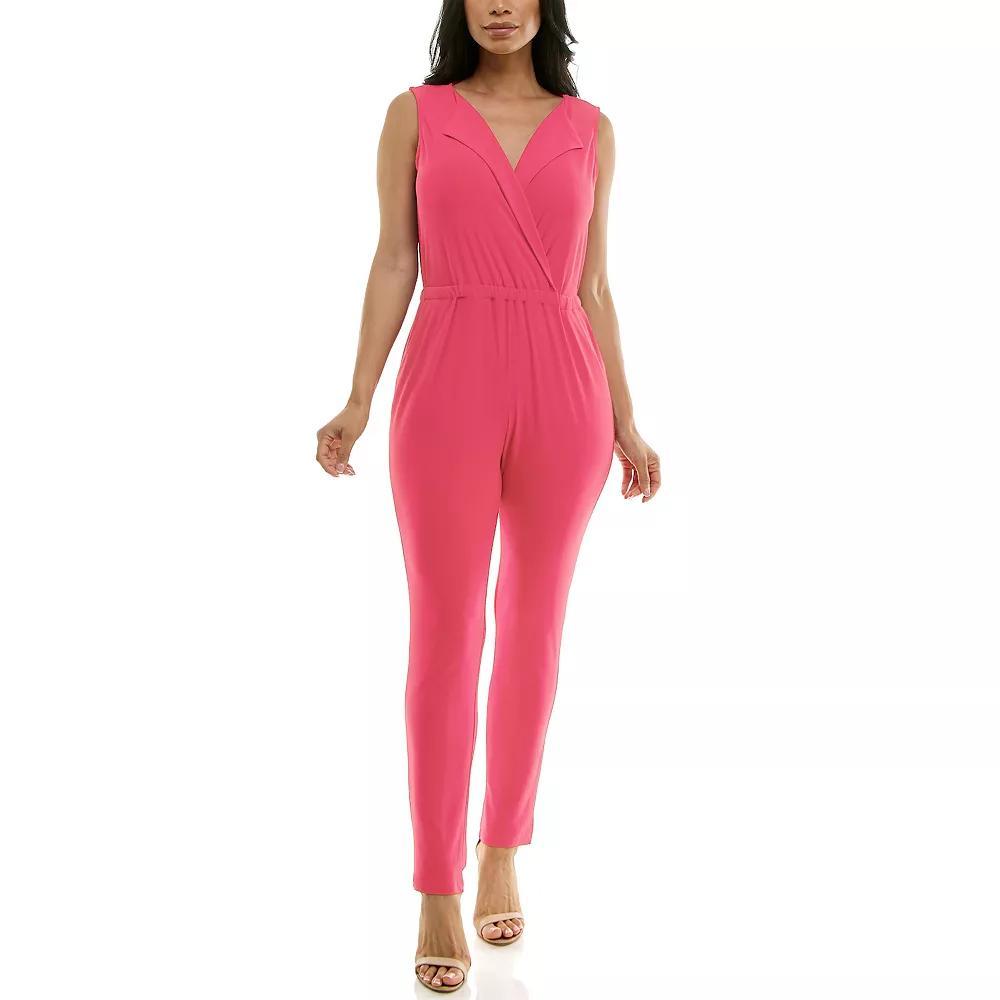 Women's Nina Leonard Collared Jumpsuit, Size: Large, Black Product Image