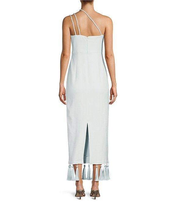 Antonio Melani x M.G. Style Kate One Shoulder Sweetheart Neckline Fringe Midi Dress Product Image