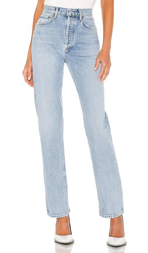 AGOLDE Lana Straight in Denim-Light. Size 23, 24, 25, 26, 27, 28, 30, 31, 32, 33, 34. Product Image