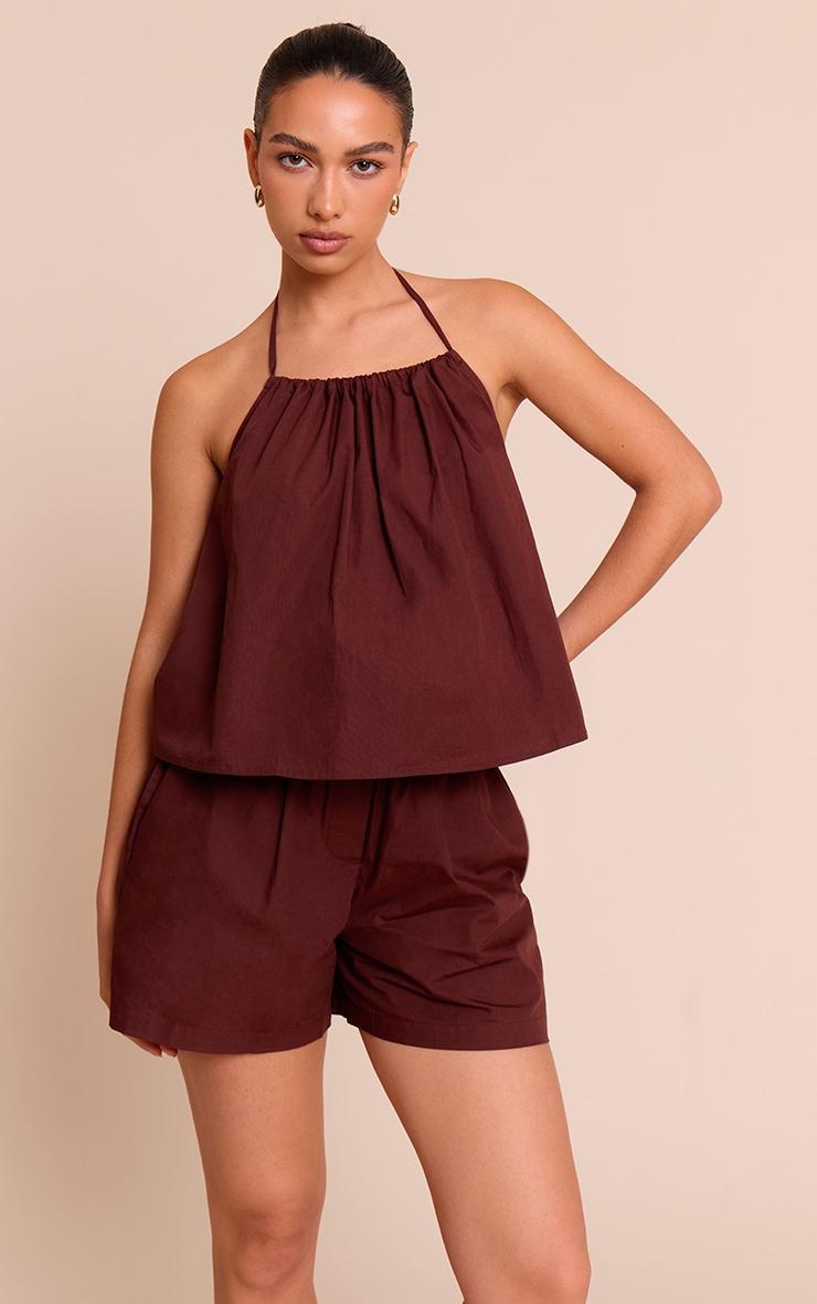  Chocolate Poplin Floaty Shorts Product Image