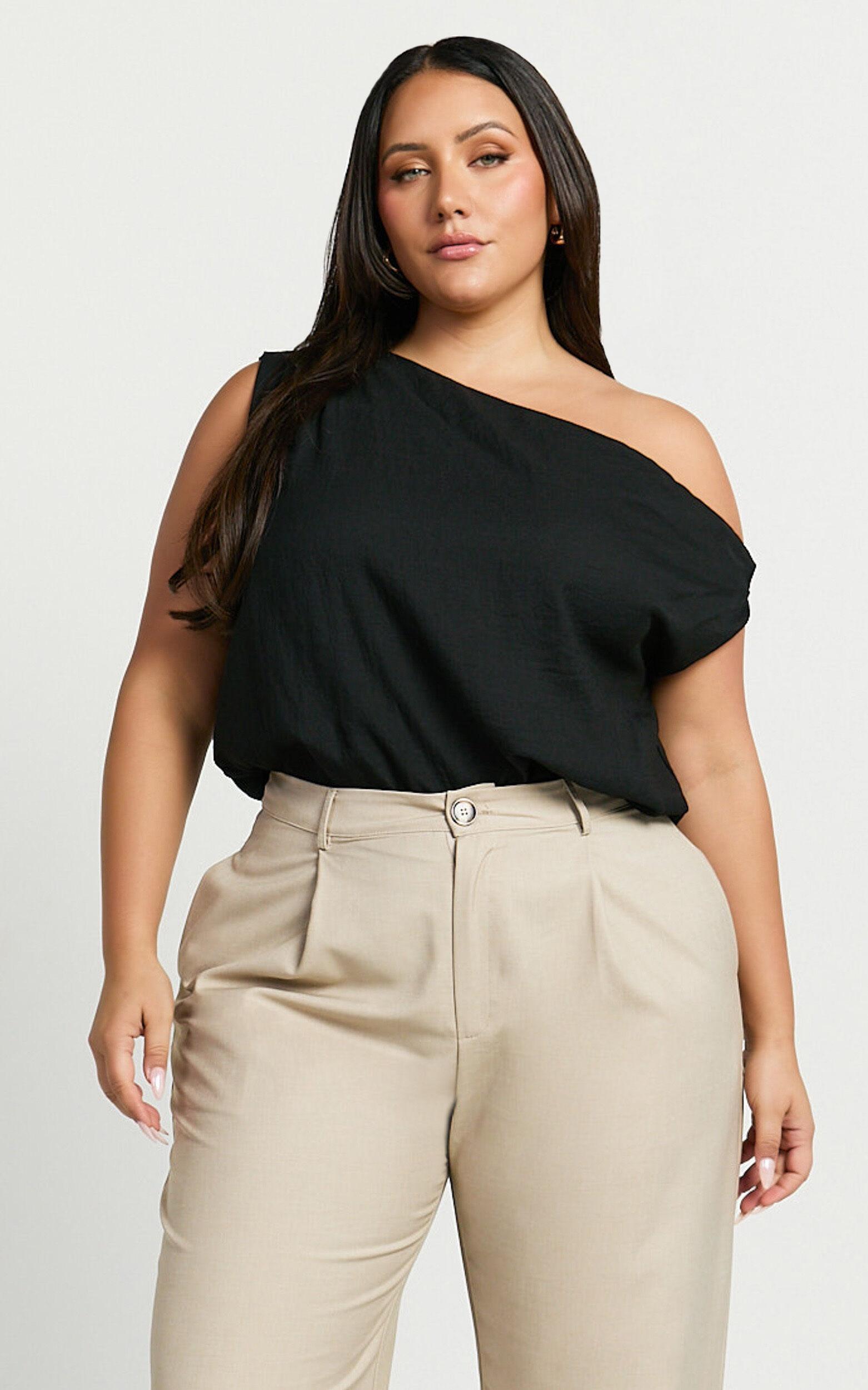 Mabel Bodysuit - Asymmetrical Neckline One Shoulder in Black Product Image
